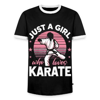Karaté Karaté Combattant Arts martiaux - T-shirt contrasté Homme - noir/blanc - Devant - AI Model Female 172 light (172cm) & AI Model Male 178 light (178cm)