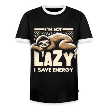 Paresseux paresseux Sommeil paresseux - T-shirt contrasté Homme - noir/blanc - Devant - AI Model Female 172 light (172cm) & AI Model Male 178 light (178cm)