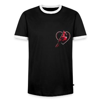 Cardinal Rouge Cardinal Oiseau Rouge Cardinal - T-shirt contrasté Homme - noir/blanc - Devant - AI Model Female 172 light (172cm) & AI Model Male 178 light (178cm)