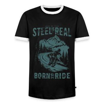 Motorrad Motocross Motorsport Born to Ride - Männer Kontrast-T-Shirt - Schwarz/Weiß - Vorne - AI Model Female 172 light (172cm) & AI Model Male 178 light (178cm)