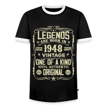 Hergestellt im Jahr 1948 Vintage Geburtstagsgeschenk 1948 - Männer Kontrast-T-Shirt - Schwarz/Weiß - Vorne - AI Model Female 172 light (172cm) & AI Model Male 178 light (178cm)