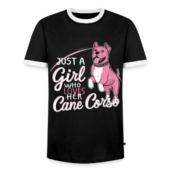 Cane Corso Hund - Männer Kontrast-T-Shirt - Schwarz/Weiß - Vorne - AI Model Female 172 light (172cm) & AI Model Male 178 light (178cm)
