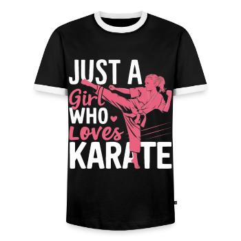 Karaté Karaté Combattant Arts martiaux - T-shirt contrasté Homme - noir/blanc - Devant - AI Model Female 172 light (172cm) & AI Model Male 178 light (178cm)