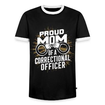 Correctional officer Guard Correctional officer - Men's Ringer Shirt - black/white - Front - AI Model Female 172 light (172cm) & AI Model Male 178 light (178cm)