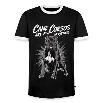 Cane Corso Hund - Männer Kontrast-T-Shirt - Schwarz/Weiß - Vorne - AI Model Female 172 light (172cm) & AI Model Male 178 light (178cm)