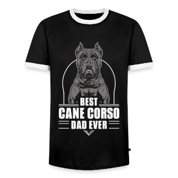 Cane Corso Dog - Men's Ringer Shirt - black/white - Front - AI Model Female 172 light (172cm) & AI Model Male 178 light (178cm)