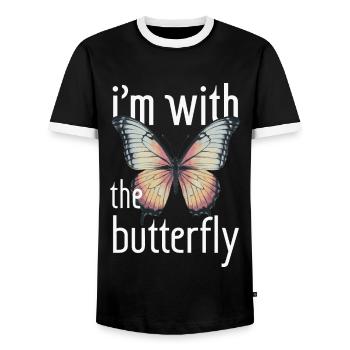 Schmetterling Monarchfalter Bunt Schmetterlinge - Männer Kontrast-T-Shirt - Schwarz/Weiß - Vorne - AI Model Female 172 light (172cm) & AI Model Male 178 light (178cm)