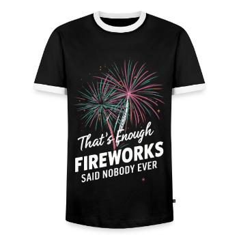 Pyrotechnicien Pyrotechnie des feux d’artifice - T-shirt contrasté Homme - noir/blanc - Devant - AI Model Female 172 light (172cm) & AI Model Male 178 light (178cm)