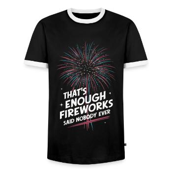 Pyrotechnicien Pyrotechnie des feux d’artifice - T-shirt contrasté Homme - noir/blanc - Devant - AI Model Female 172 light (172cm) & AI Model Male 178 light (178cm)