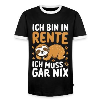 Pension de retraite Pension de retraite Pension de retraite - T-shirt contrasté Homme - noir/blanc - Devant - AI Model Female 172 light (172cm) & AI Model Male 178 light (178cm)