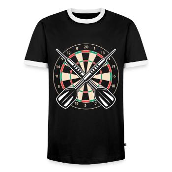 Fléchettes Fléchettes Joueur de fléchettes Fléchettes Sport - T-shirt contrasté Homme - noir/blanc - Devant - AI Model Female 172 light (172cm) & AI Model Male 178 light (178cm)
