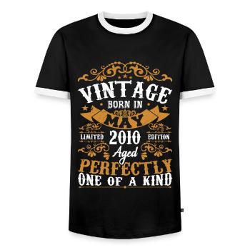 May 2010 Birthday May 2010 Gift May 2010 - Men's Ringer Shirt - black/white - Front - AI Model Female 172 light (172cm) & AI Model Male 178 light (178cm)