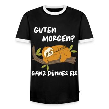 Sloth Sloths Animal Sleeping Lazy - Men's Ringer Shirt - black/white - Front - AI Model Female 172 light (172cm) & AI Model Male 178 light (178cm)