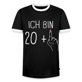 Birthday Gift 21 Years Birthday Boy - Men's Ringer Shirt - black/white - Front - AI Model Female 172 light (172cm) & AI Model Male 178 light (178cm)