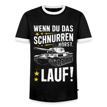 Chars Chars de combat principaux Chars de char Chars Pilotes de chars - T-shirt contrasté Homme - noir/blanc - Devant - AI Model Female 172 light (172cm) & AI Model Male 178 light (178cm)