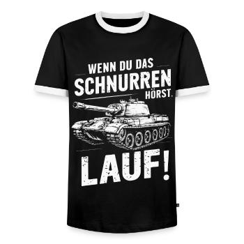 Chars Chars de combat principaux Chars de char Chars Pilotes de chars - T-shirt contrasté Homme - noir/blanc - Devant - AI Model Female 172 light (172cm) & AI Model Male 178 light (178cm)