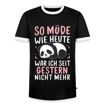 Panda Panda Bear Pandas - Men's Ringer Shirt - black/white - Front - AI Model Female 172 light (172cm) & AI Model Male 178 light (178cm)
