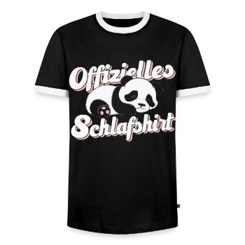 Panda Panda Bear Pandas - Men's Ringer Shirt - black/white - Front - AI Model Female 172 light (172cm) & AI Model Male 178 light (178cm)