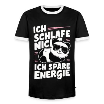 Panda Panda Bear Pandas - Men's Ringer Shirt - black/white - Front - AI Model Female 172 light (172cm) & AI Model Male 178 light (178cm)