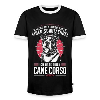 Hunde Cane Corso Italiano Hund - Männer Kontrast-T-Shirt - Schwarz/Weiß - Vorne - AI Model Female 172 light (172cm) & AI Model Male 178 light (178cm)