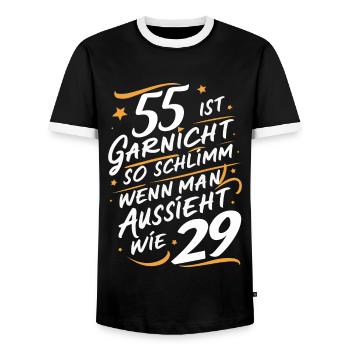 Cadeau d’anniversaire 55 ans anniversaire garçon - T-shirt contrasté Homme - noir/blanc - Devant - AI Model Female 172 light (172cm) & AI Model Male 178 light (178cm)