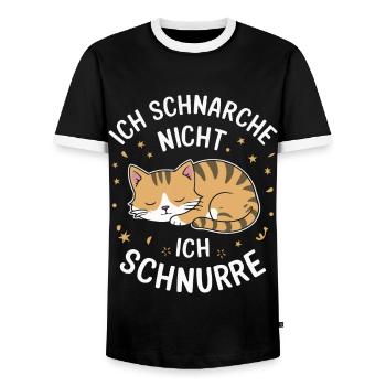 Cat Kitten Male Animal Cats - Men's Ringer Shirt - black/white - Front - AI Model Female 172 light (172cm) & AI Model Male 178 light (178cm)
