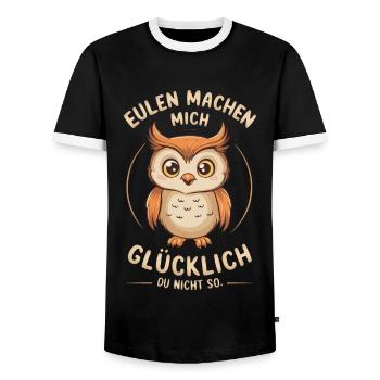 Nachteule Eule Eulen Vogel - Männer Kontrast-T-Shirt - Schwarz/Weiß - Vorne - AI Model Female 172 light (172cm) & AI Model Male 178 light (178cm)