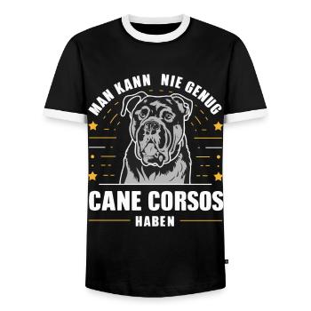 Dogs Cane Corso Italiano Dog - Men's Ringer Shirt - black/white - Front - AI Model Female 172 light (172cm) & AI Model Male 178 light (178cm)