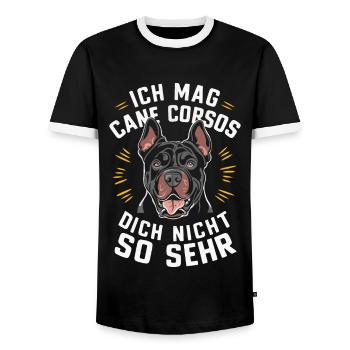 Chiens Cane Corso Italiano Chien - T-shirt contrasté Homme - noir/blanc - Devant - AI Model Female 172 light (172cm) & AI Model Male 178 light (178cm)