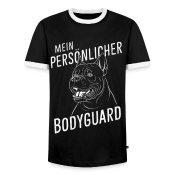 Dogs Cane Corso Italiano Dog - Men's Ringer Shirt - black/white - Front - AI Model Female 172 light (172cm) & AI Model Male 178 light (178cm)