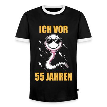 Cadeau d’anniversaire 55 ans Enfant d’anniversaire - T-shirt contrasté Homme - noir/blanc - Devant - AI Model Female 172 light (172cm) & AI Model Male 178 light (178cm)