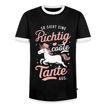 Aunt Aunts Family Godmother - Men's Ringer Shirt - black/white - Front - AI Model Female 172 light (172cm) & AI Model Male 178 light (178cm)