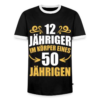 Birthday gift 50 years birthday boy - Men's Ringer Shirt - black/white - Front - AI Model Female 172 light (172cm) & AI Model Male 178 light (178cm)