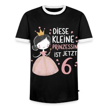 Birthday Gift 6 Years Birthday Boy - Men's Ringer Shirt - black/white - Front - AI Model Female 172 light (172cm) & AI Model Male 178 light (178cm)