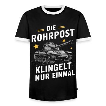 Chars Chars de combat principaux Chars de char Chars Pilotes de chars - T-shirt contrasté Homme - noir/blanc - Devant - AI Model Female 172 light (172cm) & AI Model Male 178 light (178cm)