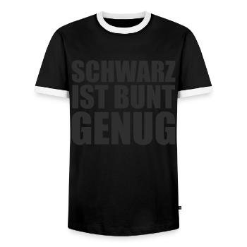 Lustig Srkastisch Ironie Schwarze Edition - Männer Kontrast-T-Shirt - Schwarz/Weiß - Vorne - AI Model Female 172 light (172cm) & AI Model Male 178 light (178cm)