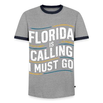 Florida, USA, America, Seed - Men's Ringer Shirt - grey/navy  - Front - AI Model Female 172 light (172cm) & AI Model Male 178 light (178cm)