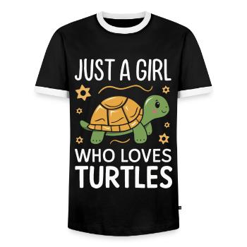 Turtle Sea Turtle Turtle Animal - Men's Ringer Shirt - black/white - Front - AI Model Female 172 light (172cm) & AI Model Male 178 light (178cm)