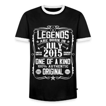 Né en Juillet 2015 Anniversaire 2015 Juillet 2015 - T-shirt contrasté Homme - noir/blanc - Devant - AI Model Female 172 light (172cm) & AI Model Male 178 light (178cm)
