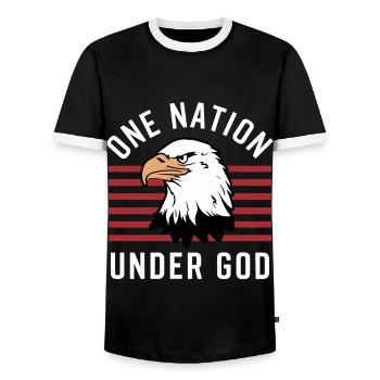 Amerika USA Spruch One Nation Under God 4th July - Männer Kontrast-T-Shirt - Schwarz/Weiß - Vorne - AI Model Female 172 light (172cm) & AI Model Male 178 light (178cm)
