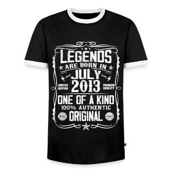 Born in July 2013 Birthday 2013 July 2013 - Men's Ringer Shirt - black/white - Front - AI Model Female 172 light (172cm) & AI Model Male 178 light (178cm)