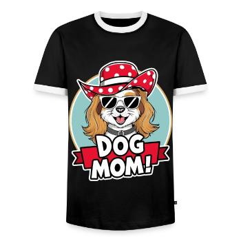 Cute dog with hat and sunglasses dog lover - Men's Ringer Shirt - black/white - Front - AI Model Female 172 light (172cm) & AI Model Male 178 light (178cm)