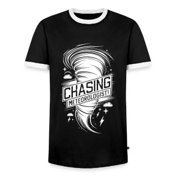 Tornade Twister Chasseur Météorologue - T-shirt contrasté Homme - noir/blanc - Devant - AI Model Female 172 light (172cm) & AI Model Male 178 light (178cm)