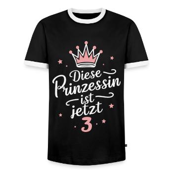 Birthday Gift 3 Years Children's Birthday - Men's Ringer Shirt - black/white - Front - AI Model Female 172 light (172cm) & AI Model Male 178 light (178cm)