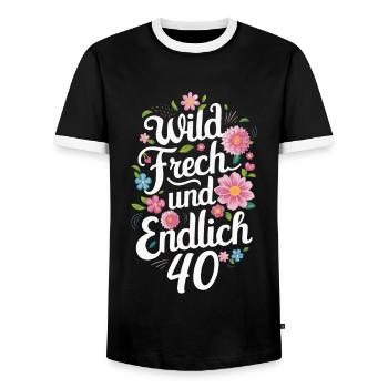 Birthday gift 40 years birthday child - Men's Ringer Shirt - black/white - Front - AI Model Female 172 light (172cm) & AI Model Male 178 light (178cm)