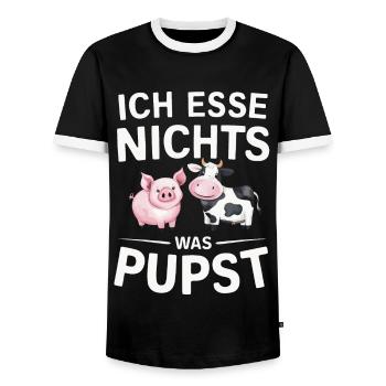Végétarien Végétalien Bien-être animal Droits des animaux Veggie - T-shirt contrasté Homme - noir/blanc - Devant - AI Model Female 172 light (172cm) & AI Model Male 178 light (178cm)