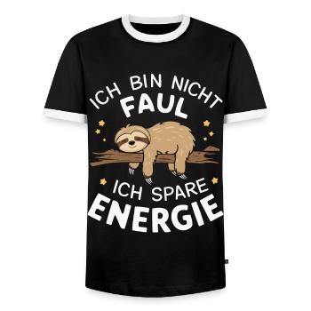 Sloth Sloths Animal Sleeping Lazy - Men's Ringer Shirt - black/white - Front - AI Model Female 172 light (172cm) & AI Model Male 178 light (178cm)