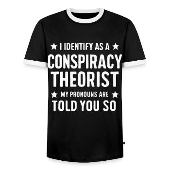 Théoricien du complot Théorie du complot - T-shirt contrasté Homme - noir/blanc - Devant - AI Model Female 172 light (172cm) & AI Model Male 178 light (178cm)