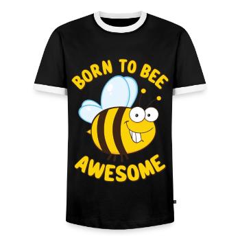 Funny Bee Saying Born to Bee Awesome - Men's Ringer Shirt - black/white - Front - AI Model Female 172 light (172cm) & AI Model Male 178 light (178cm)