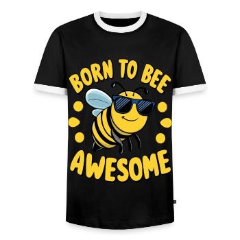 Funny Bee Saying Born to Bee Awesome - Men's Ringer Shirt - black/white - Front - AI Model Female 172 light (172cm) & AI Model Male 178 light (178cm)